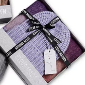 NWT Steve Madden Beanie and brushed-plaid scarf